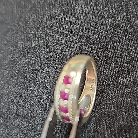 GENUINE RUBY RED BRAIDED STERLING SILVER CHANEL SET BAND - Picture 12 of 15